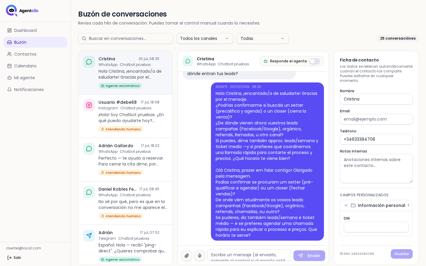 Todas las conversaciones en un solo sitio.